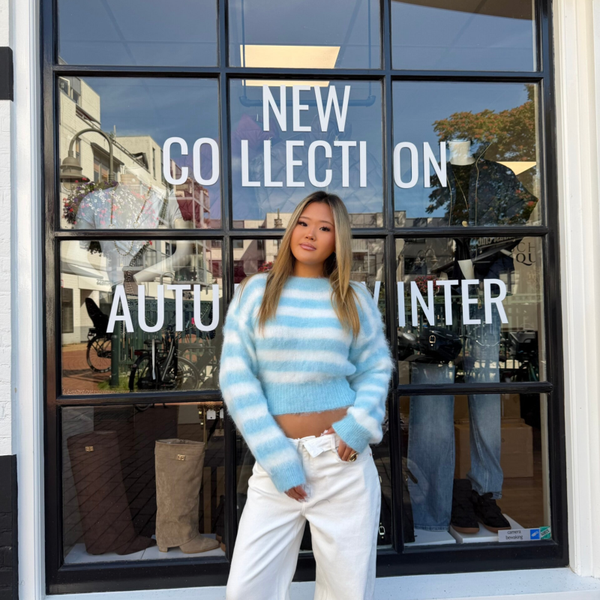 Fien cropped fluffy striped sweater