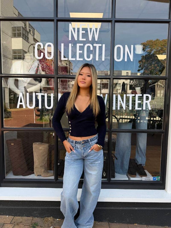 Eleni button wrap knit top