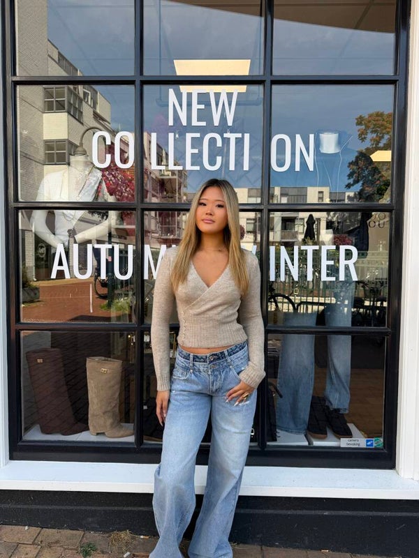 Eleni button wrap knit top