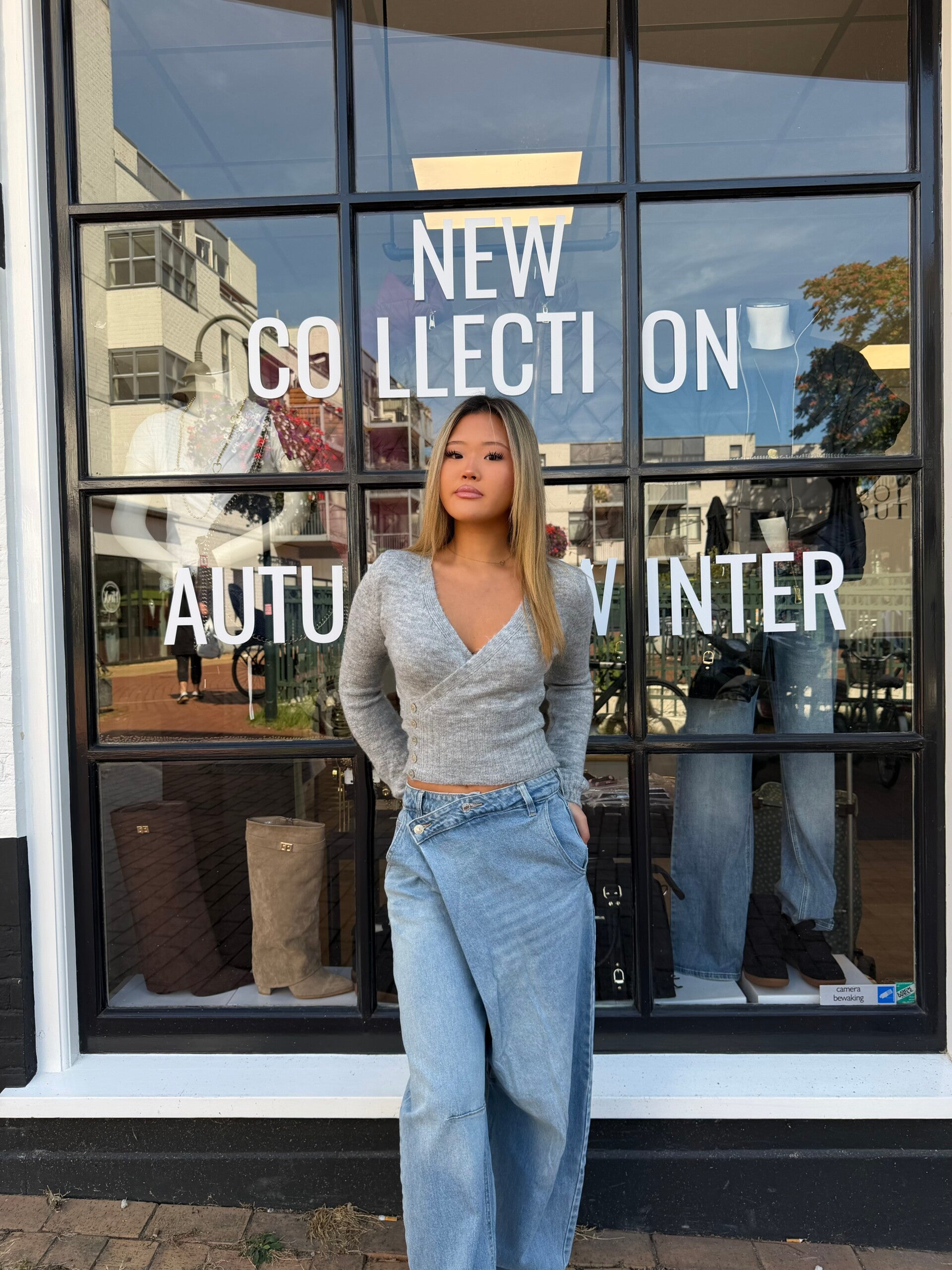 Eleni button wrap knit top