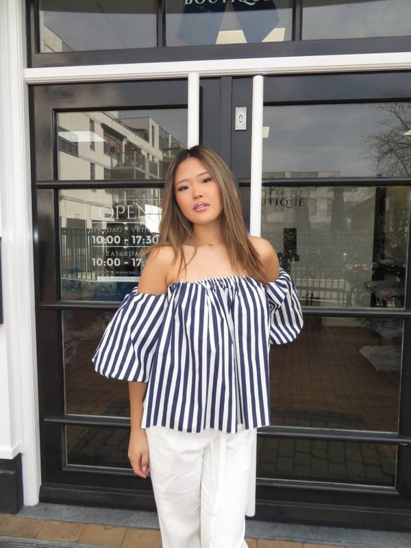 Stripe off shoulder top