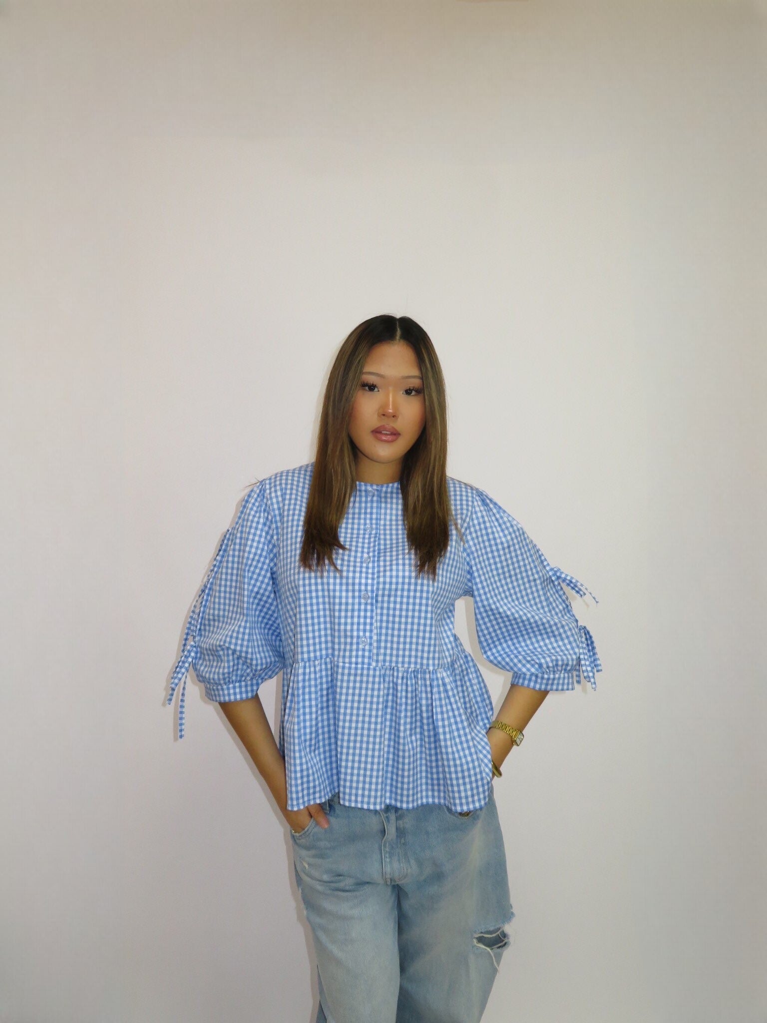 Geruit blouse