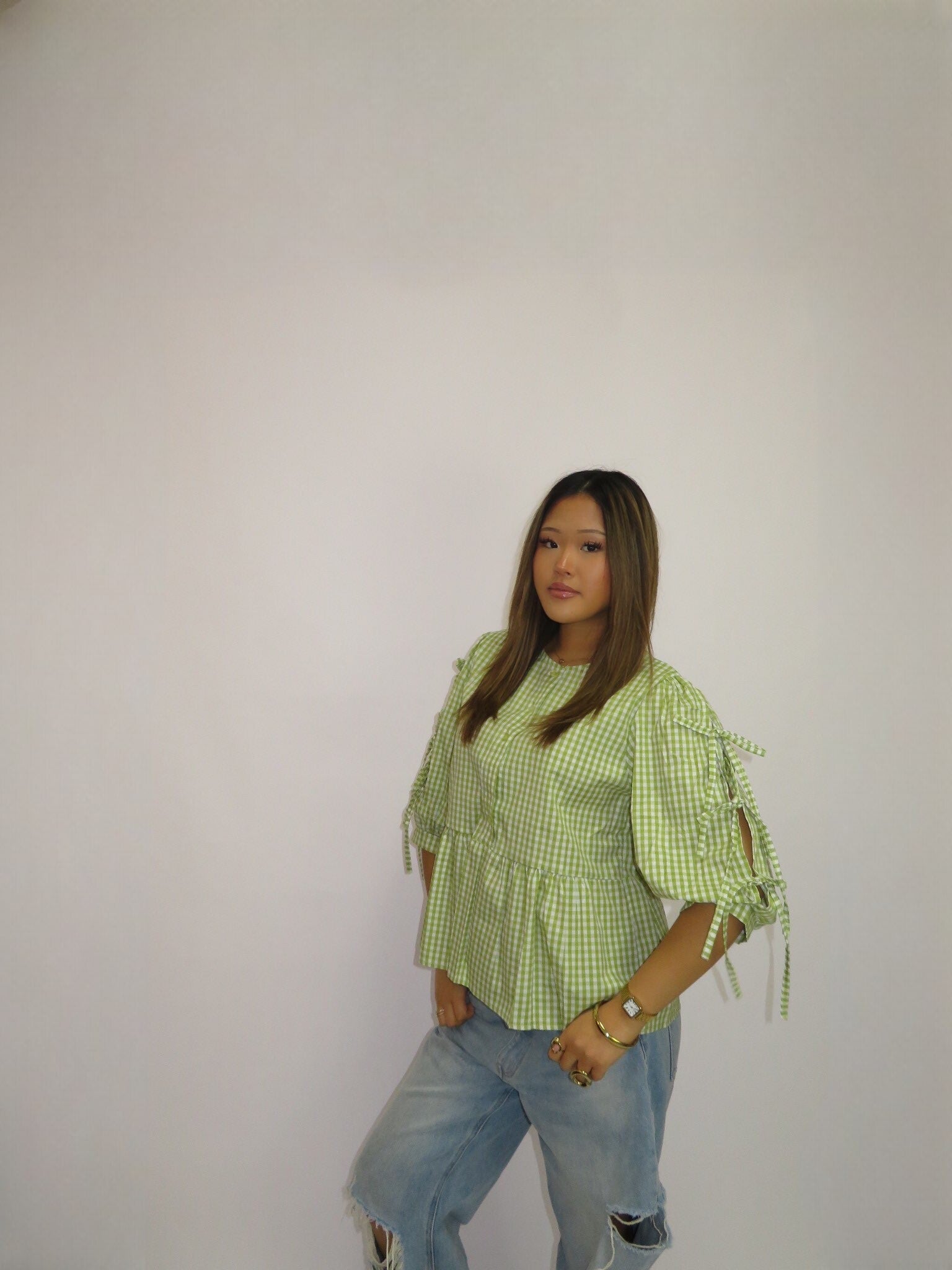 Geruit blouse