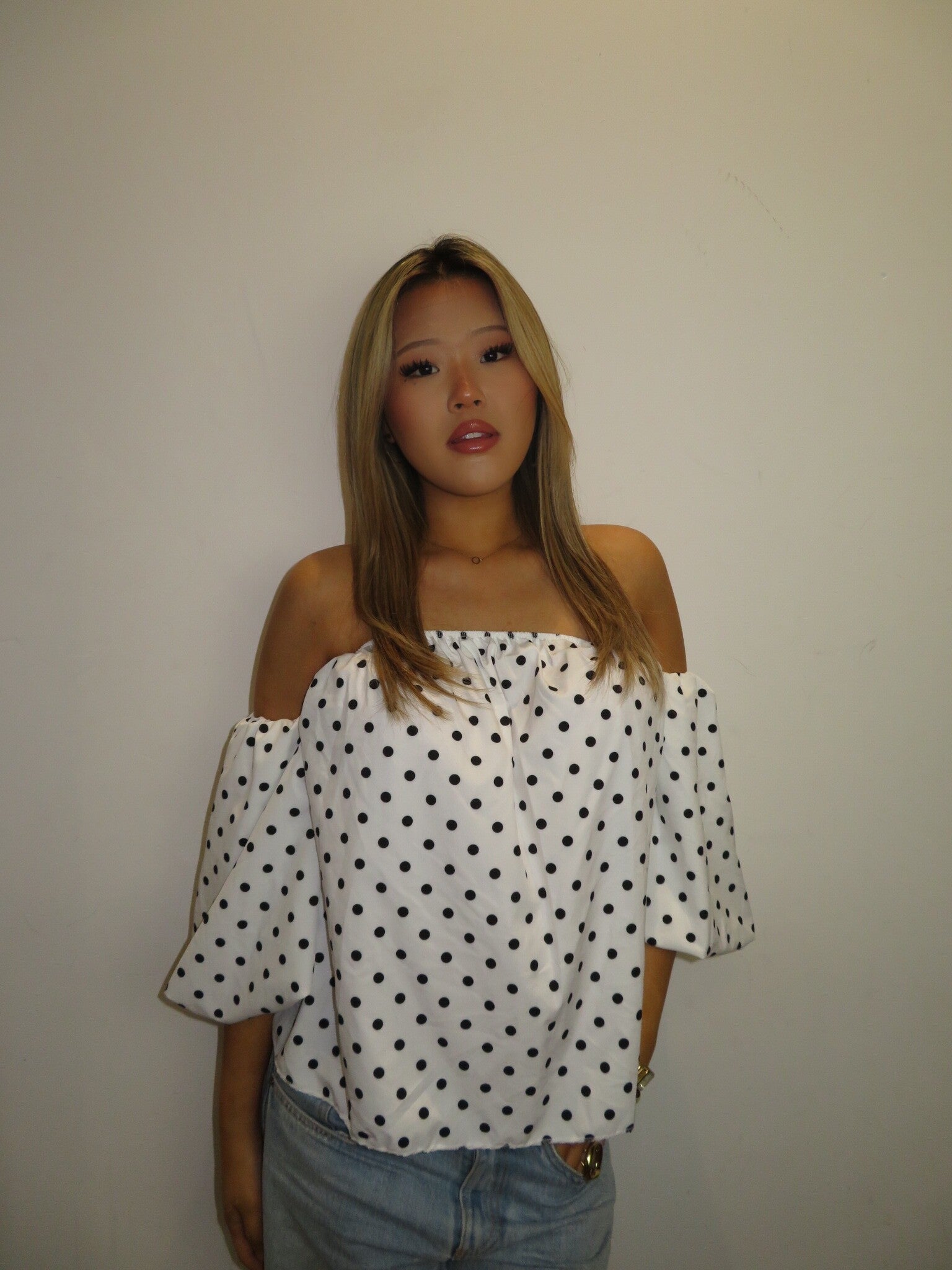 Polkadot off shoulder top