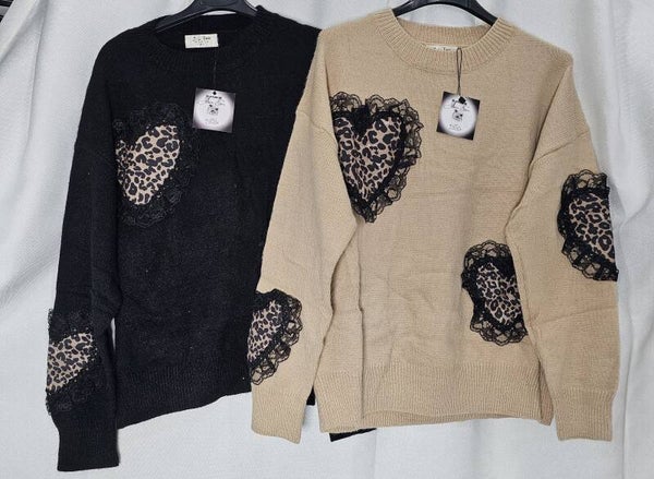 JERSEY DE PUNTO CON CORAZONES DE LEOPARDO
