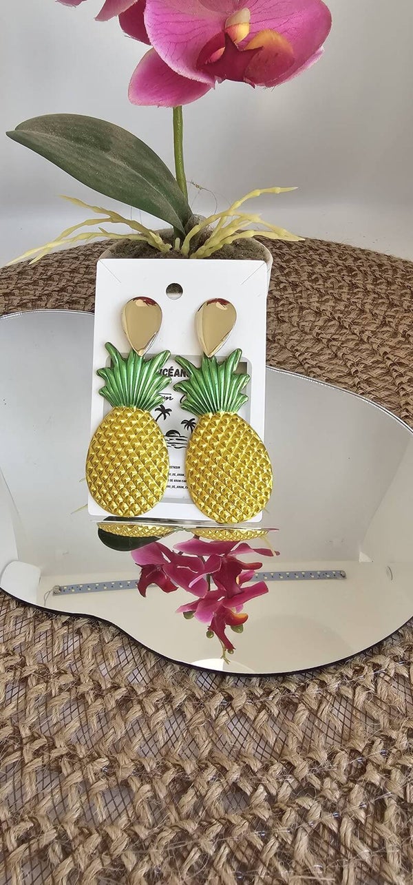 Pendientes en forma de piña metálicos