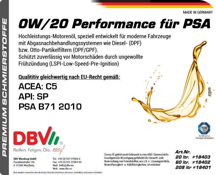 0W-20 PERFORMANCE FÜR PSA