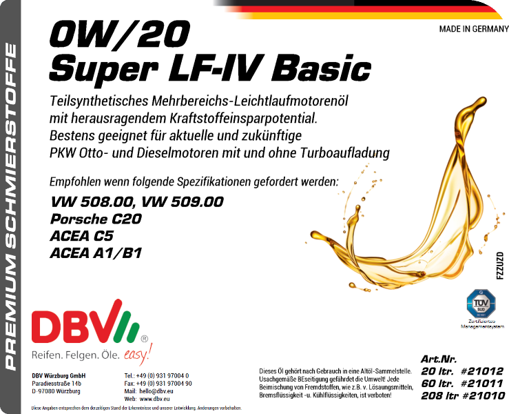 0W-20 SUPER LF-IV 508.00/509.00 BASIC