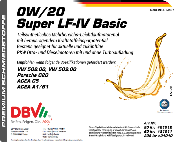 0W-20 SUPER LF-IV 508.00/509.00 BASIC