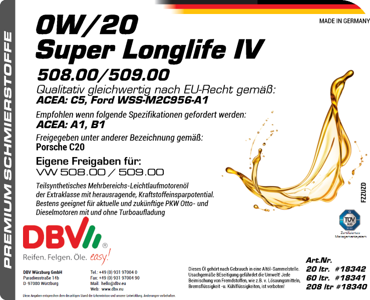 0W-20 SUPER LONGLIFE IV 508.00/509.00