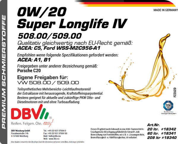 0W-20 SUPER LONGLIFE IV 508.00/509.00