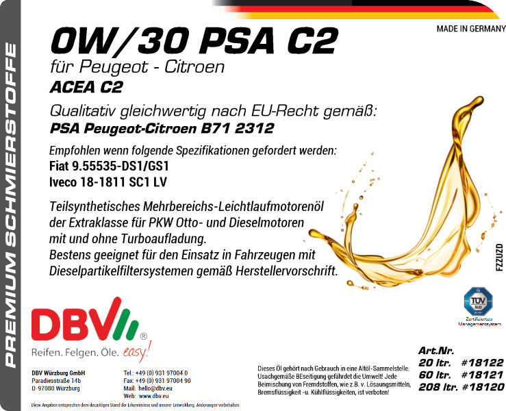 0W-30 C2 FÜR PEUGEOT/CITROEN