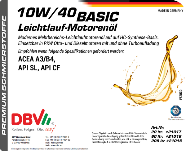 10W-40 DBV BASIC