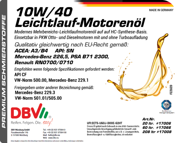 10W-40 DBV-LEICHTLAUF-MOTORENÖL