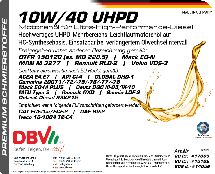 10W-40 UHPD (INTERVALLE 80.000 BIS 120.000 KM)