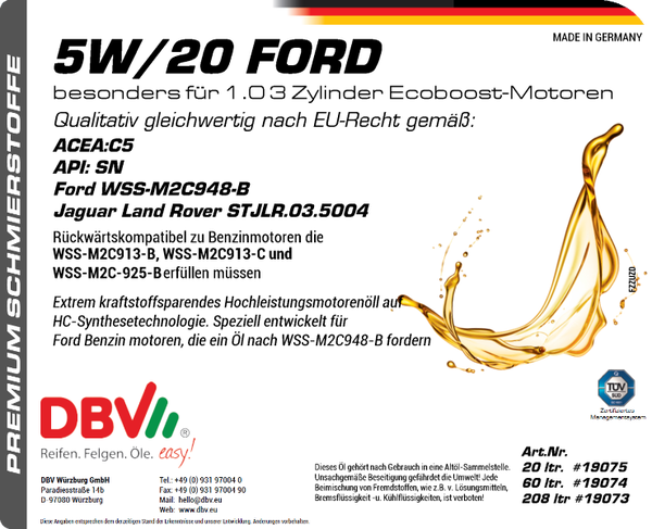 5W-20 FÜR FORD
