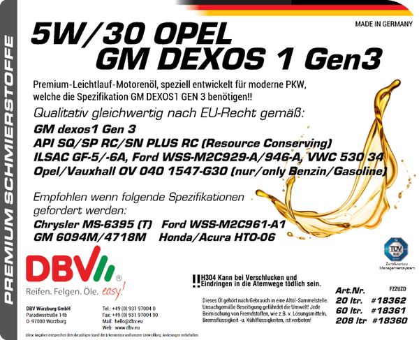 5W-30 GM DEXOS 1 GEN. 3