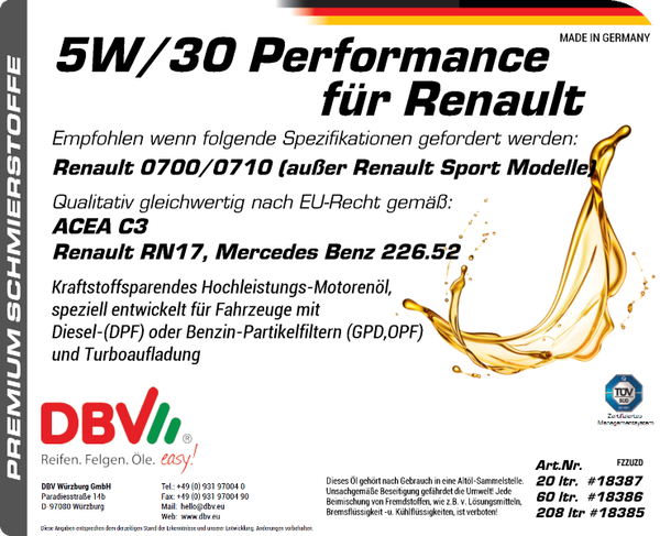 5W-30 PERFORMANCE FÜR RENAULT RN17