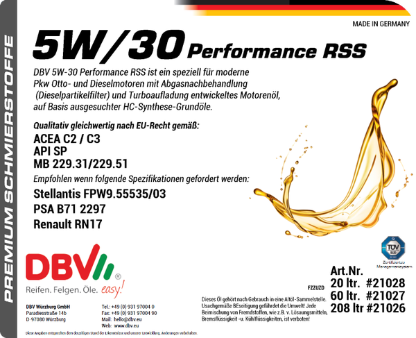 5W-30 PERFORMANCE RSS