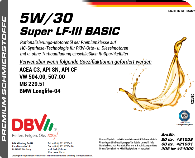 5W-30 SUPER LF-III BASIC
