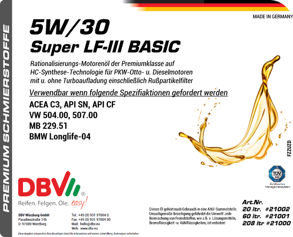 5W-30 SUPER LF-III BASIC