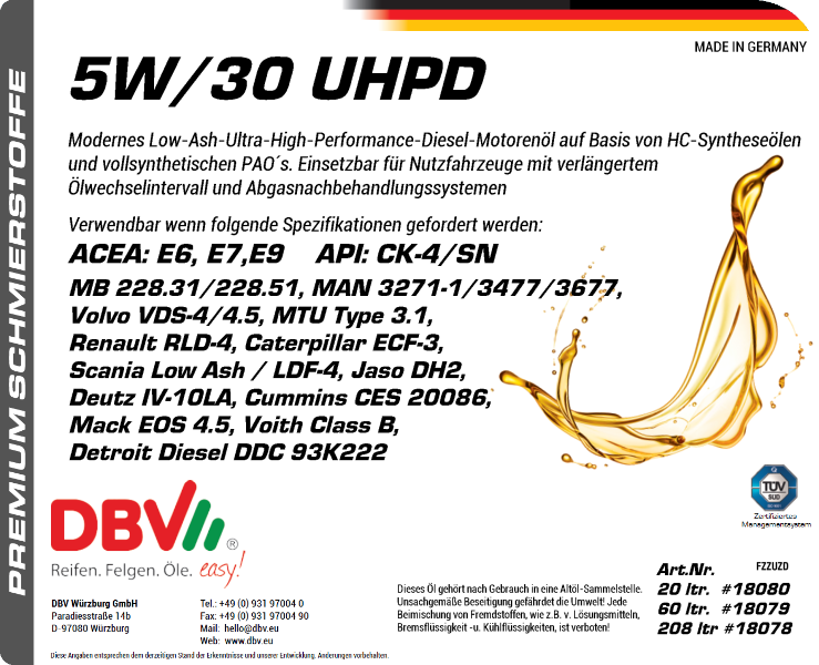 5W-30 UHPD SYNTHETIK-ÖL NEUSTER TECHNOLOGIE