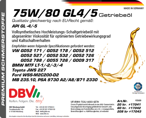 75W-80 GL4/5 (VOLLSYNTHETISCH)