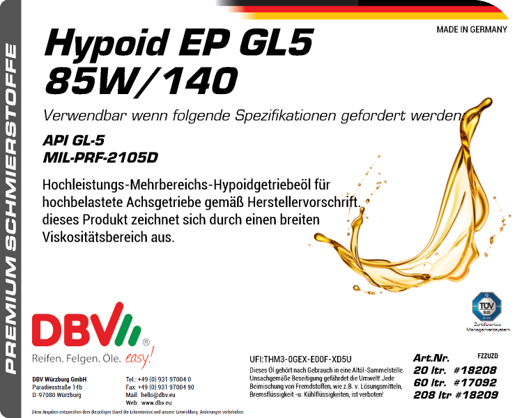 85W-140 HYPOID EP