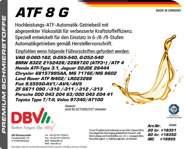 ATF 8G (VAG G-060-162, BMW, UVM.)