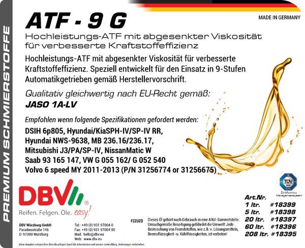 ATF 9G (VW G 055 162/ G 052 540, MB 236.16/236.17)