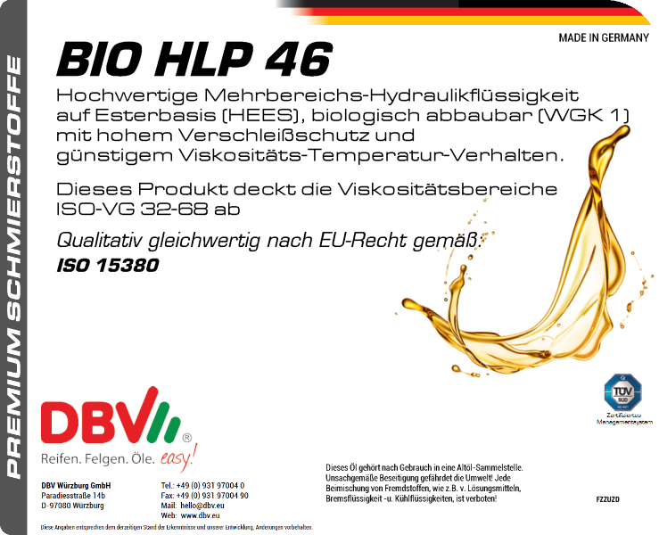 HLP ISO VG 32-68 BIO-HYDRAULIKÖL (BIOLOGISCH ABBAUBAR!)