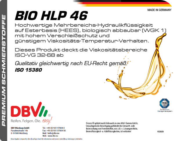HLP ISO VG 32-68 BIO-HYDRAULIKÖL (BIOLOGISCH ABBAUBAR!)