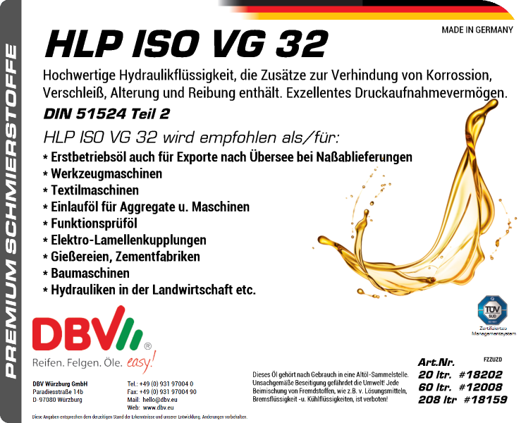 HLP ISO VG 32 HYDRAULIKÖL