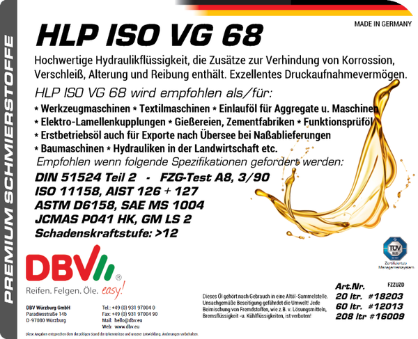 HLP ISO VG 68 HYDRAULIKÖL