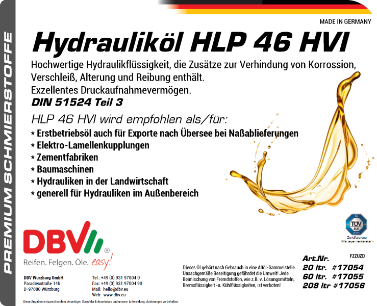 HVI ISO VG 46 HYDRAULIKÖL