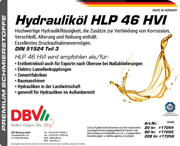 HVI ISO VG 46 HYDRAULIKÖL
