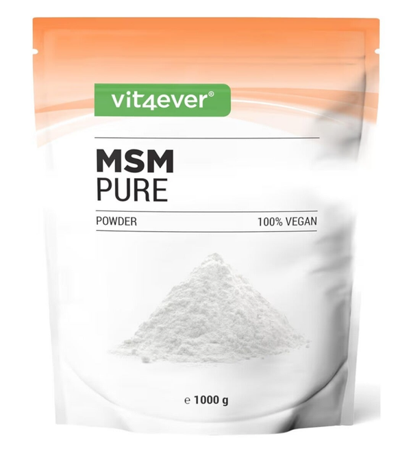 Soufre Organique Poudre de MSM - 1 kg (1000 g) - 99,9% de Méthylsulfonylméthane Cristallin Pur - Facteur Mesh 40-80 - Soufre Organique - Végane, Sans Additifs