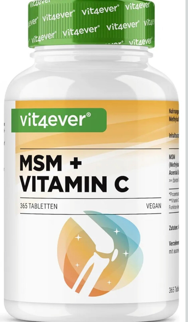 MSM 2000mg - 365 Comprimés - Avec Vitamine C Naturelle d'Acérola - Sans Additifs - 6 mois d'approvisionnement - Hautement Dosé - Vegan