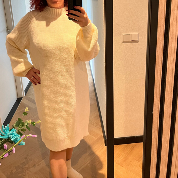 Gebreide lange jurk wit