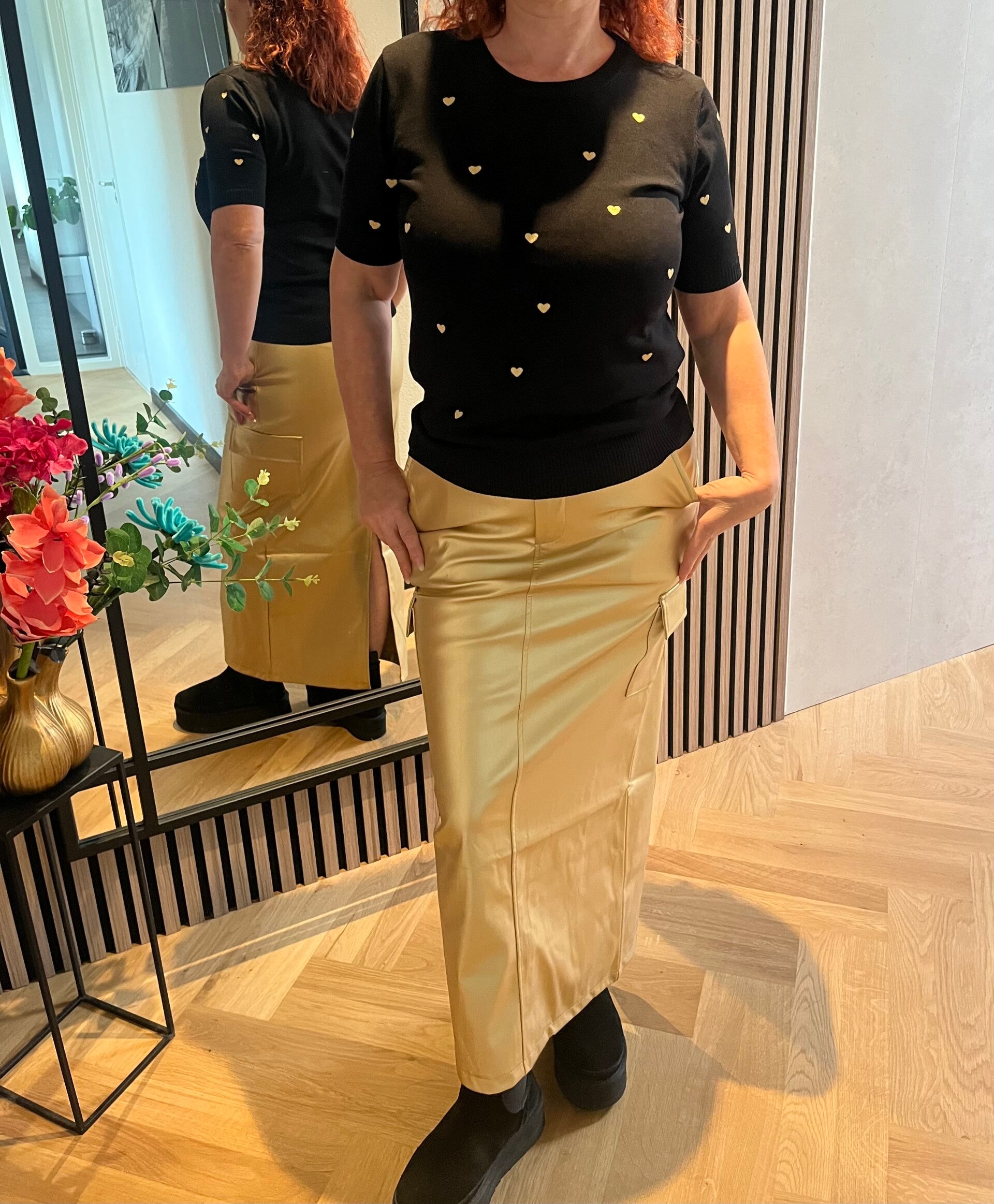 Gouden leder-look rok