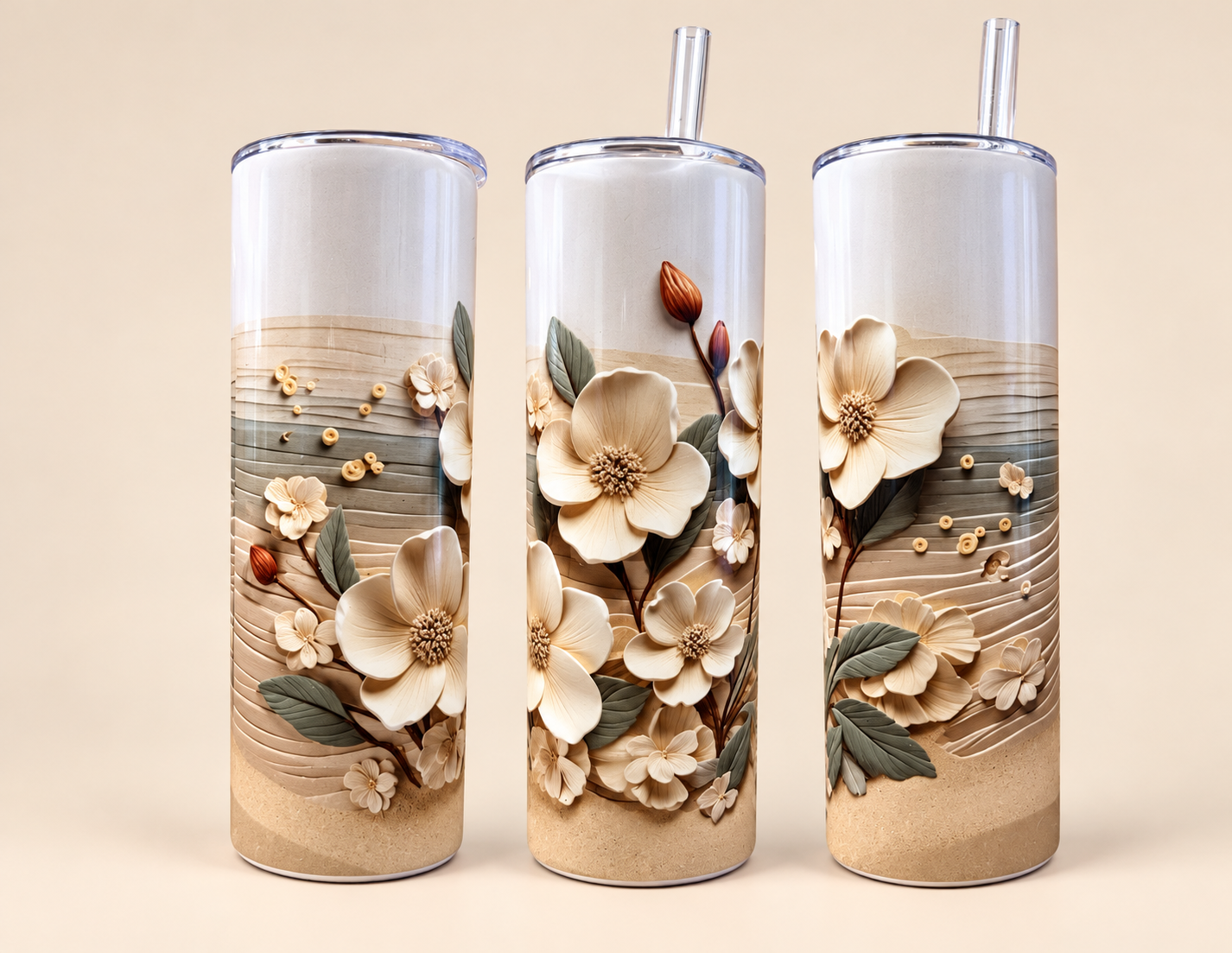 014 - Petites fleurs blanches effet 3d
