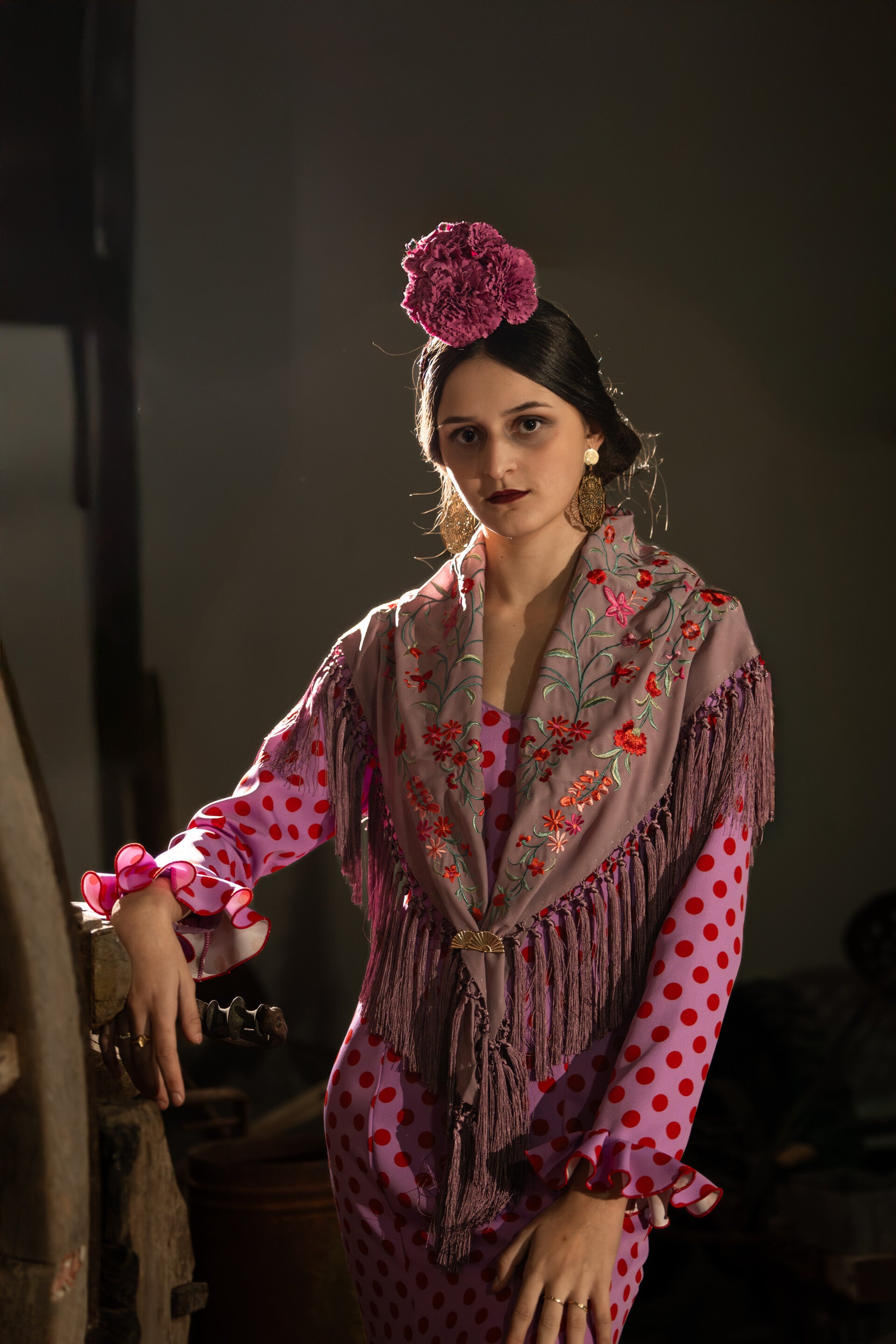 Mantón Bordado Rosa empolvado