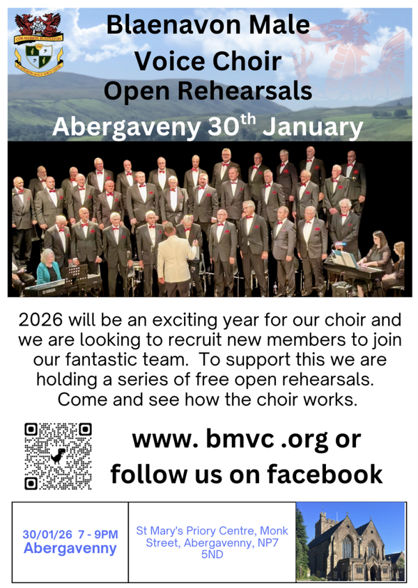 30/01/26 Abergavenny open rehearsals 7 - 9pm
