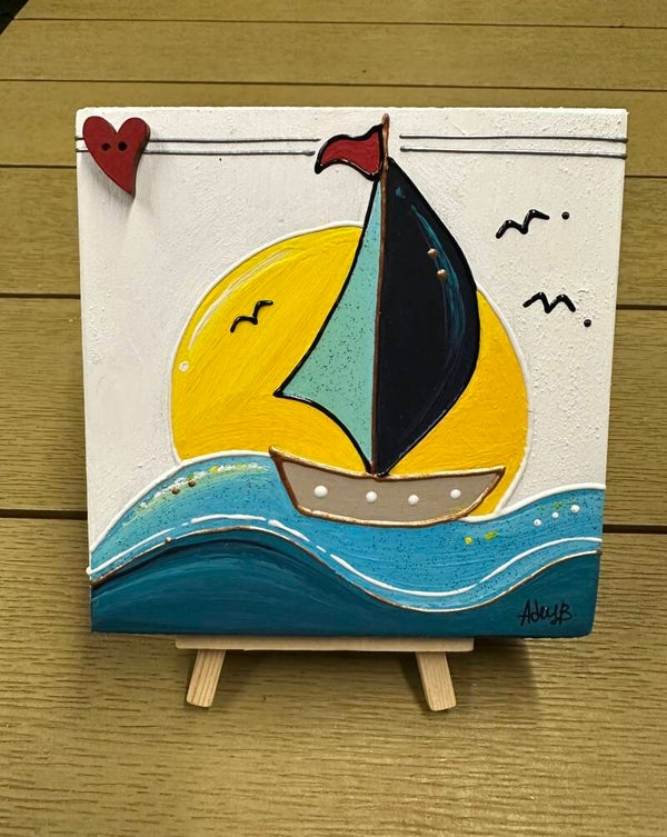 Targa Dedica Vela al tramonto. cod. TD04
