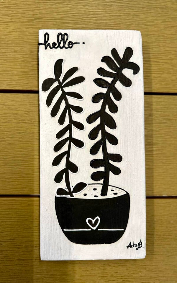 Pianta black and white legno vintage - cod. LVINT02