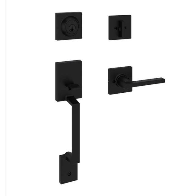 Weiser Amador Matte Black Zinc Entry Handleset with Lever Handle and SmartKey Technology