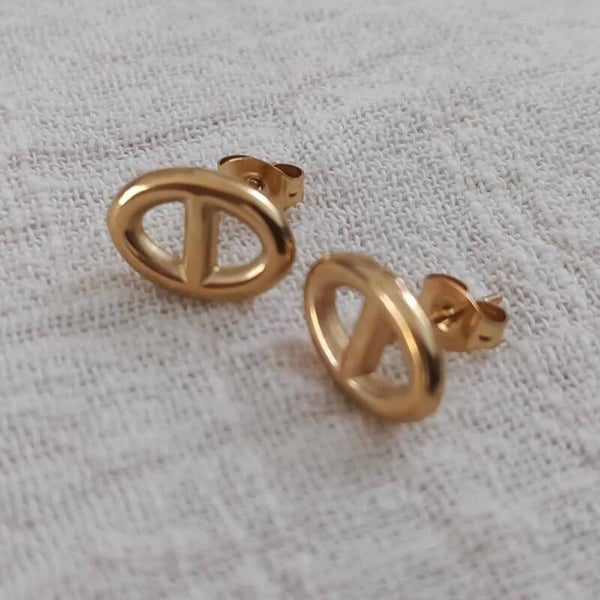 Boucles d'oreilles en acier style marin .