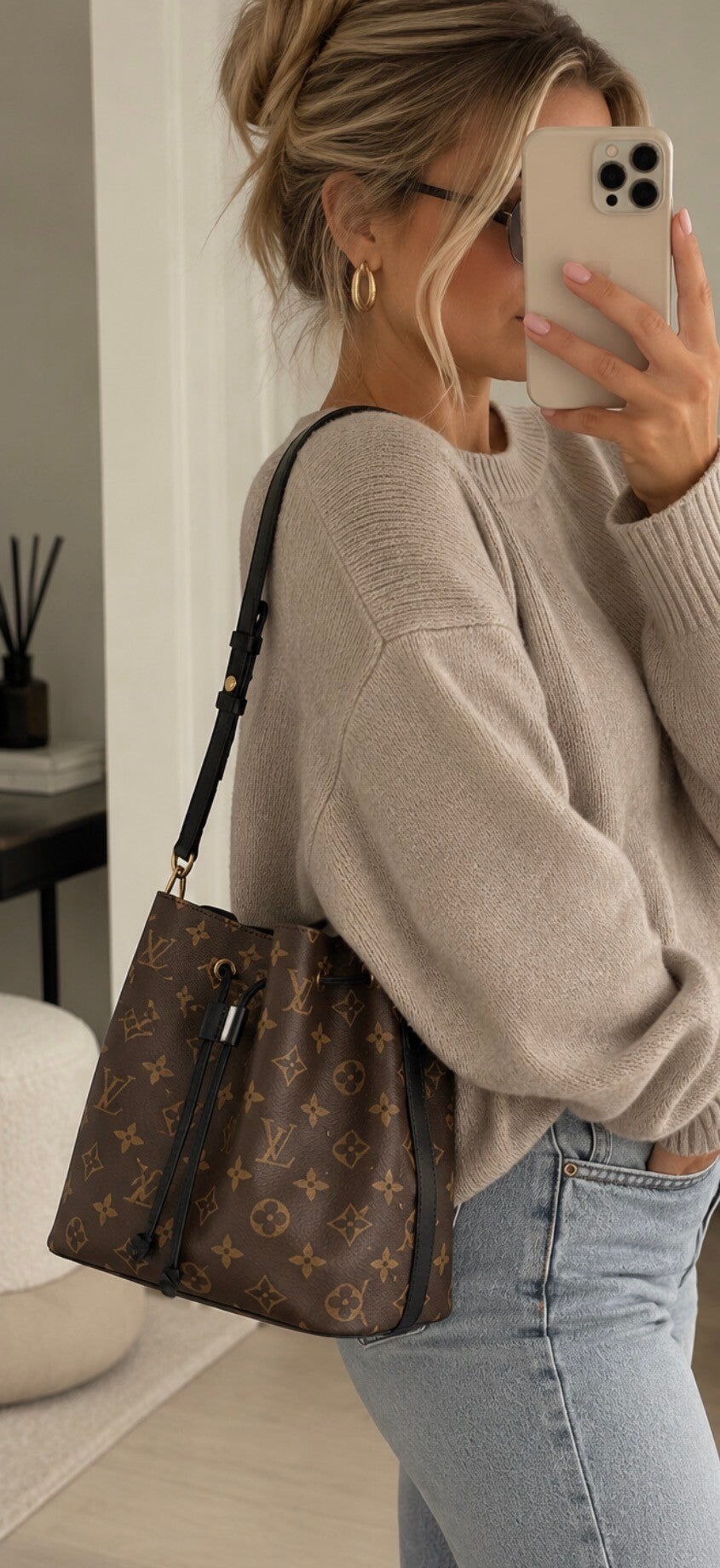 Monogram Bucket Bag Brown – Echt Leer
