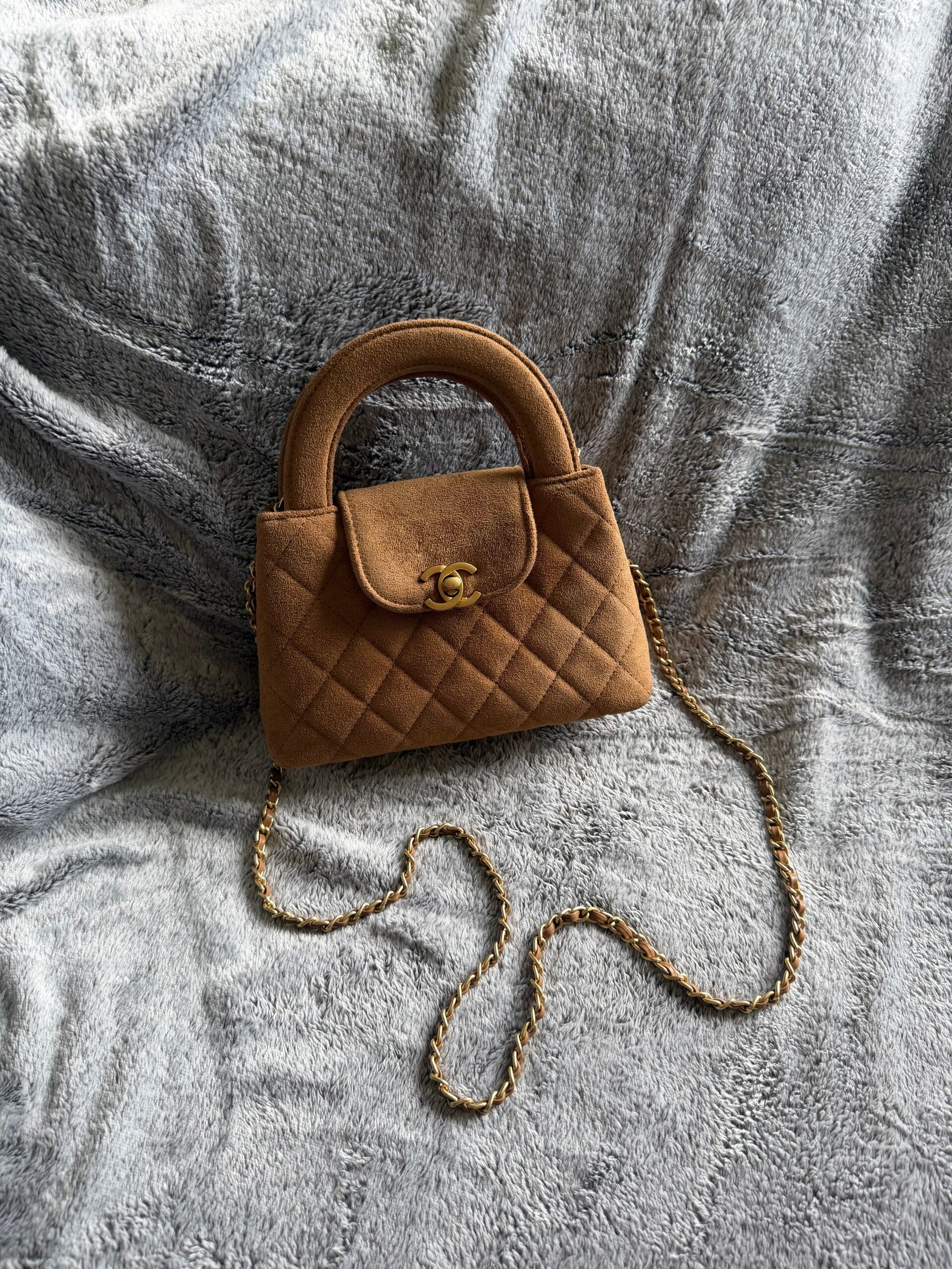 Bruine suède mini bag