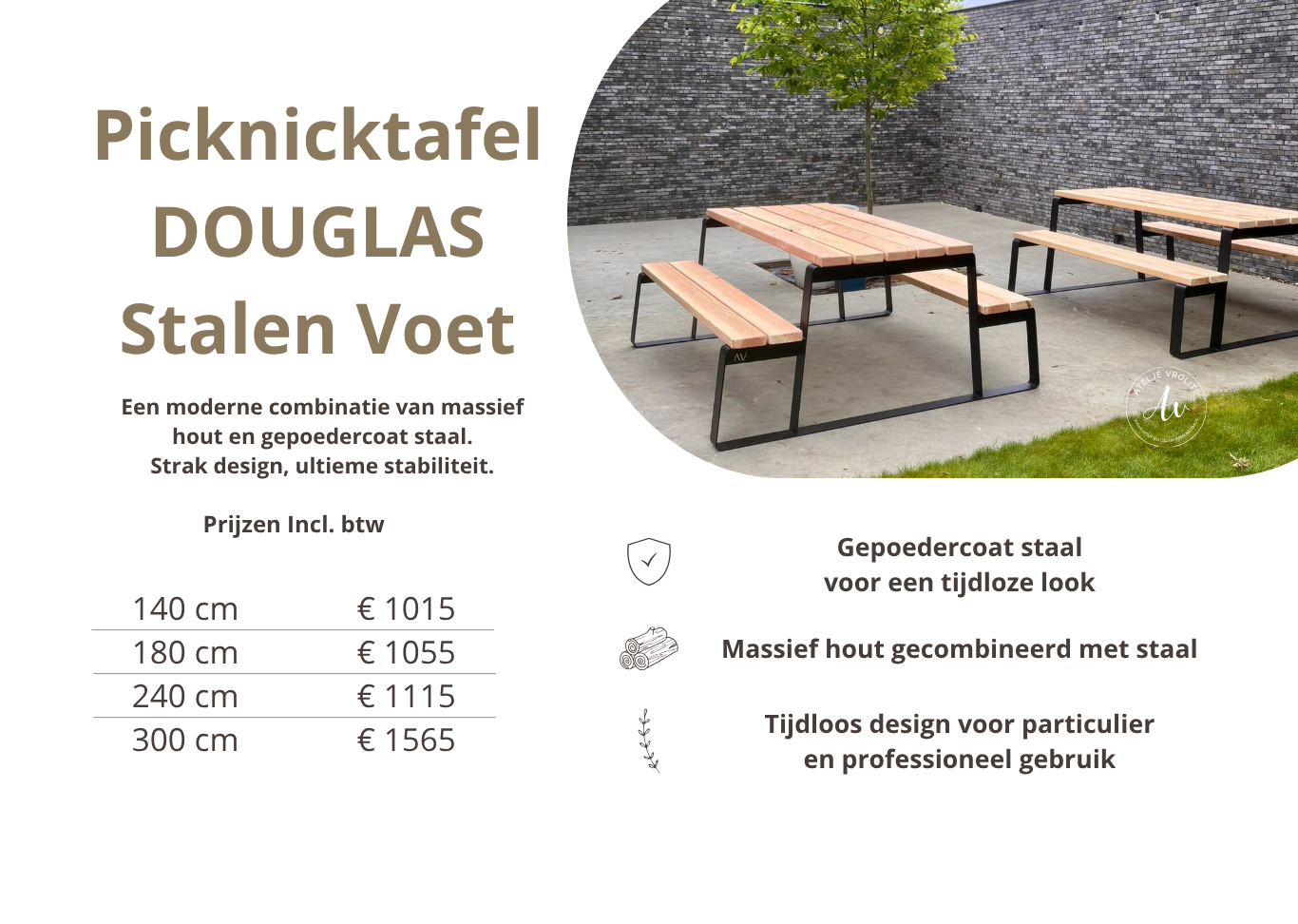 Picknicktafel Douglas Stalen Voet
